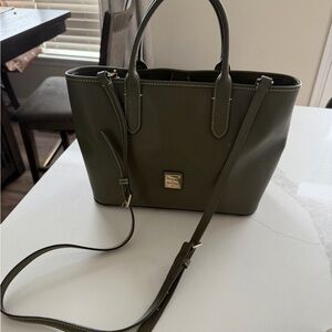 Dooney & Bourke Olive Green Leather Shoulder Tote